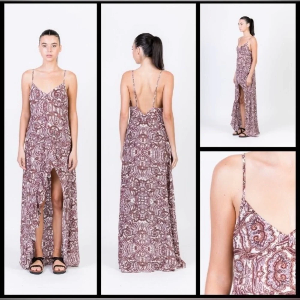 FOR LOVE & LEMONS Romy Tank Dress Lilac Paisley Maxi Dress Sz. XS - Picture 4 of 14